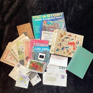 Huge lot of vintage and antique junk journal ephemera MCM cards animals map